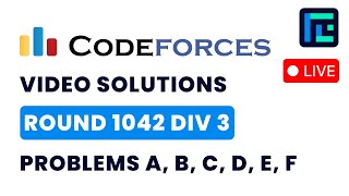 Famous Codeforces Round 1042 (Div 3) | Video Solutions - A to F| by Suvrat Mehta | TLE Eliminators Wealth