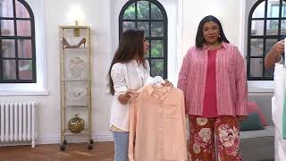 BEAUTIFUL by Lawrence Zarian Cotton Boyfriend Shirt Shirt on QVC