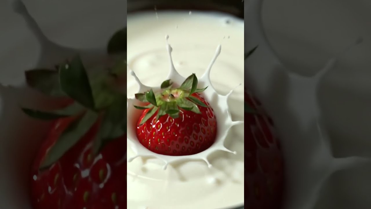 ULTIMATE Strawberry Yogurt Splash ASMR So Oddly Satisfying Shorts Foodie Relaxing