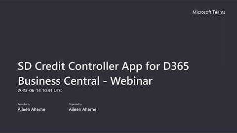 SD Credit Controller App for D365 Business Central  -  Webinar