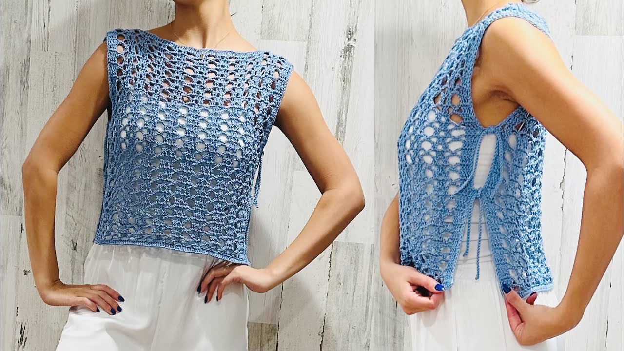 TOP A CROCHET ANUDADO EN LOS COSTADOS 💎SIDE KNOT CROCHET TOP ||TUTORIAL||