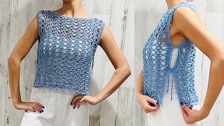 TOP A CROCHET ANUDADO EN LOS COSTADOS 💎SIDE KNOT CROCHET TOP ||TUTORIAL||