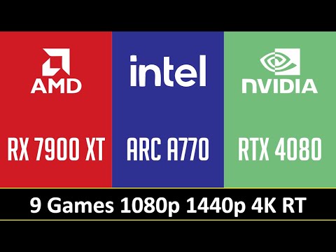 RX 7900 XT vs ARC A770 vs RTX 4080 - 9 Games 1080p 1440p 4K RT