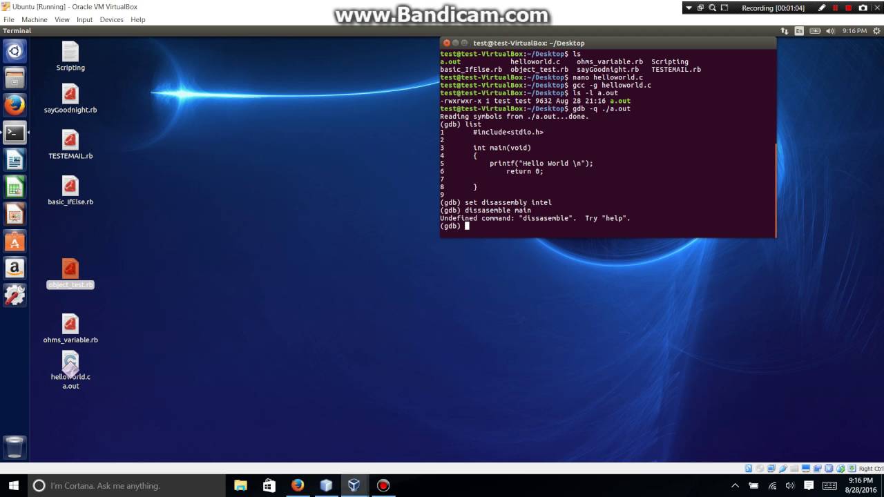 GNU Debugger intro using helloworld.c - YouTube
