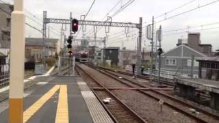 小田急 ３０００形　快速急行　新宿行き　長後通過　警笛入り