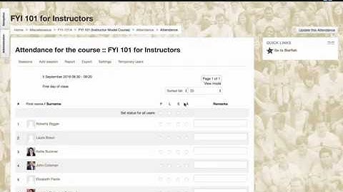 Taking attendance in Moodle
