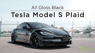 Black Tesla Model S Plaid goes All Gloss Black with New Forged Wheels