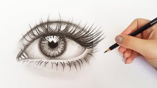 آموزش سیاه قلم : چگونه با مداد چشم طراحی کنیم؟ : آموزش طراحی و سایه زدن چشم هایپررئال با مداد
