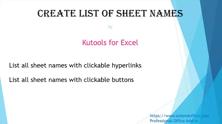Quickly List All Worksheet Names With Hyperlinks As Table Of Contents Of Workbook