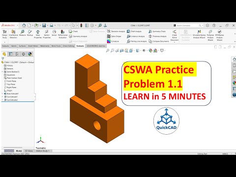 CSWA Practice Problem 1.1 | SolidWorks Step-by-Step Solution (2026 Exam Prep)