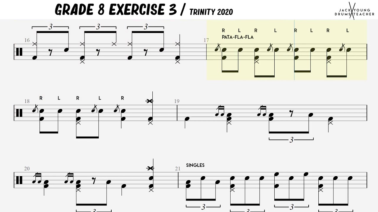Grade 8 Exercise 3 - Trinity Drums 2020 - YouTube