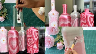 Barbie Pink Theme Bottle art| DIY Love heart Bottle Decor|ValentinesDay Gift Idea||Simple&amp;Beautiful