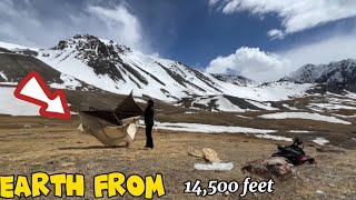 Solo camping in the khunjrav mountains 🏔️ camp destroyed heavy wind💨 #asmr