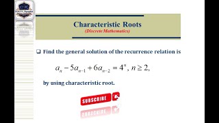 #84 ll Find the general solution of a_{n}-5a_{n-1}+6a_{n-2}=4^(n) || Characteristic Roots