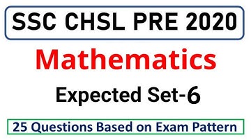 SSC CHSL 2020 Expected Maths Set-6 | CHSL Maths by Rohit Tripathi