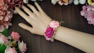 3 Dimensional Embroidered Bracelet - Floral Embroidery Bracelet - Embroidered Cuff Bracelet