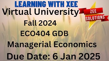 ECO404 Managerial Economics GDB Fall 2024 Virtual University of Pakistan
