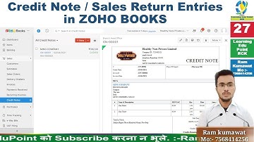 27 Credit Note  Sales Return Entries in ZOHO BOOKS 1