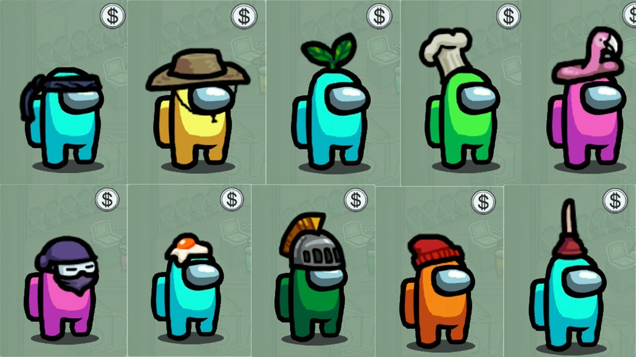 Among Us All Crewmates Characters With Hats New Update Youtube