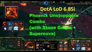 DotA LoD 6.85i - Phoenix Unstoppable Combo (with Stone Gazea + Supernova ^^)