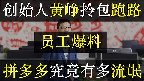创始人黄峥拎包跑路，员工爆料拼多多究竟有多流氓。中国低价假货平台拼多多宣布易主，黄峥走上了马云的老路，放权革职。中国加强监管，导致民营企业不断被收割。好事还是坏事？（单口相声嘚啵嘚之拼多多黄峥辞职） - 天天要闻