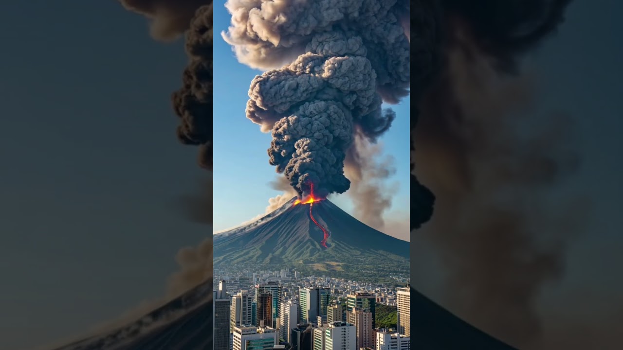 A spectacular volcanic eruption in the city 🤯