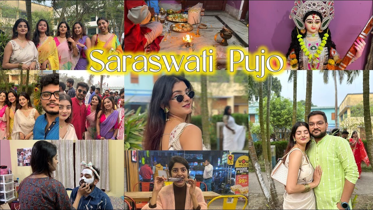 Barir Saraswati Pujo kibhabe katalam ? || Suphal surprise dilo 🥰