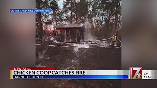 Chicken coop catches fire in Harnett County
