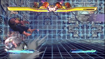 SFxT Steve Fox Combo 1: easy meterless corner combo 450 dmg