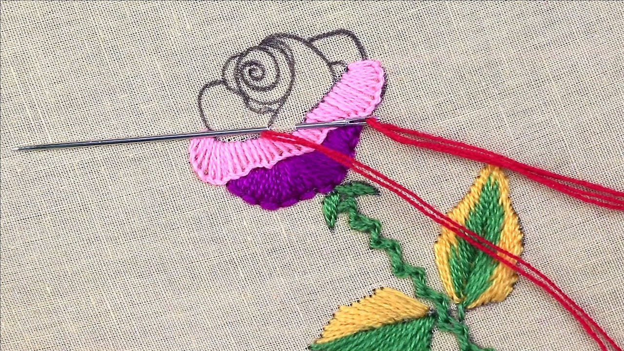 easy embroidery for all creative and colorful rose flower embroidery