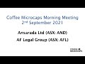 Coffee Microcaps Morning Meeting (AND & AFL) 2 September 2021