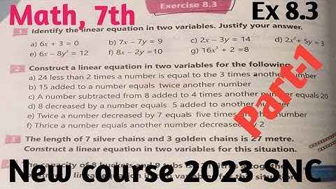 Exercise 8.3  class 7 Math New course 2023 Kpk and PTB| Class 7th Math Ex 8.3 SNC  2023 PTB  P-1