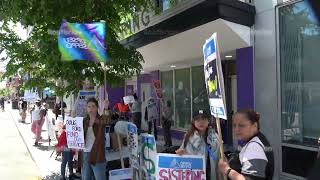 An Ontario Social Worker labour dispute strike at Sistering on Bloor east of dovercourt in Toronto