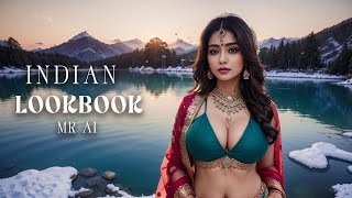 [4K] Ai Art Indian Lookbook Girl Al Art Video - Frozen Lake