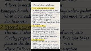 ll Newton's 3 laws ✨ ll #notes_making #study #shorts 💖