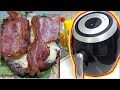 Bacon and cheese burger cooked in an air fryer