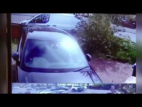 Dramatic video shows Amazon driver pursue van after it rolls down hill and destroys wall