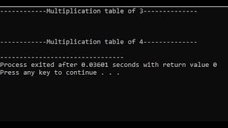 C++ For Loop for Multiplication Table of 3 and 4