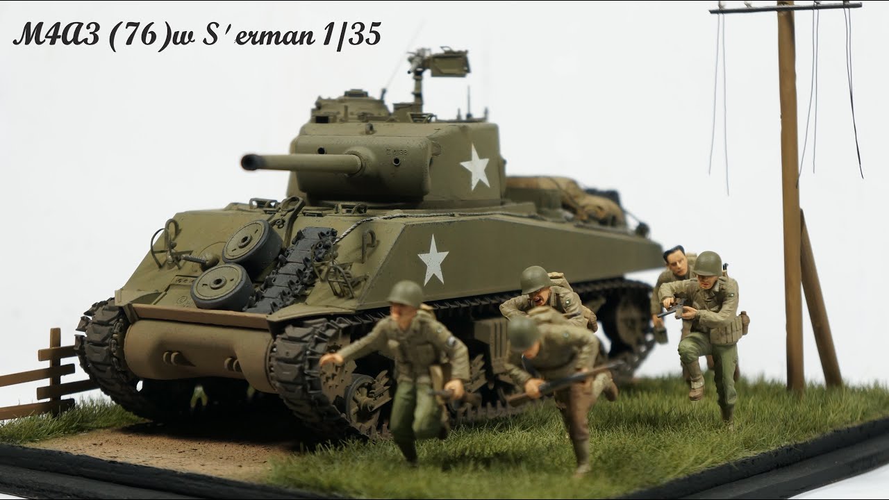 M4A3 (76)w Sherman Diorama 1/35 Academy - Tank model - YouTube