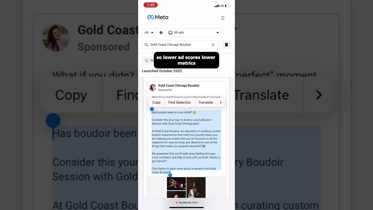 Boudoir Advertising Packages (FB Ad Review) - Gold Coast Chicago Boudoir; Beatrice Phelps
