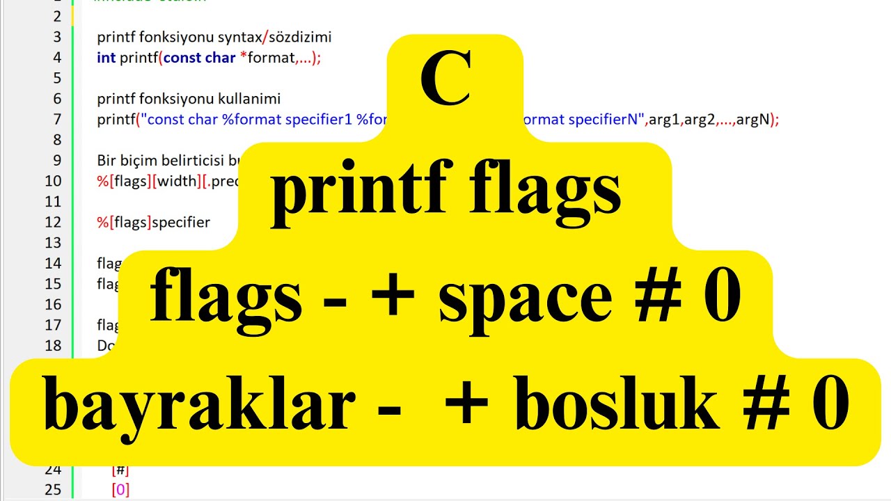 C Programlama Dili printf fonksiyonu printf flags - + space # 0 printf ...