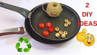 2 Amazing diy ideas from old frying pans for home decor. Frying pan recycling  crafts