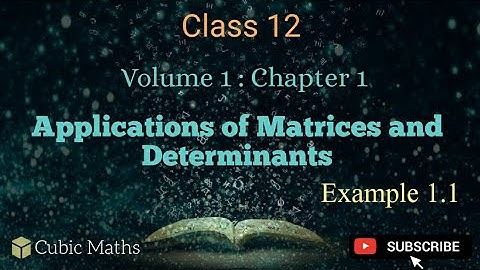 Class 12 Maths | Chapter 1 Application of Matrices and Determinants | Example 1.1 Tamilnadu Syllabus