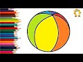 How to draw a ball. Coloring page/Drawing and painting for kids. Learn colors.