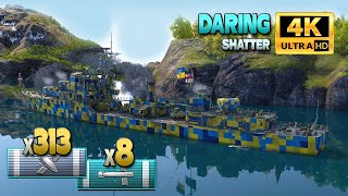 เรือพิฆาต Daring ต่อสู้อย่างหนักบนแผนที่ Shatter - World of Warships