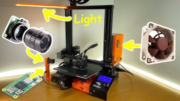 3d printer upgrades with Raspberry Pi Zero 2 W, HQ camera, lamp and fan for Creality Ender 3