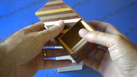 3 Sun 12 Step Striped/Natural Wood Japanese Puzzle Box
