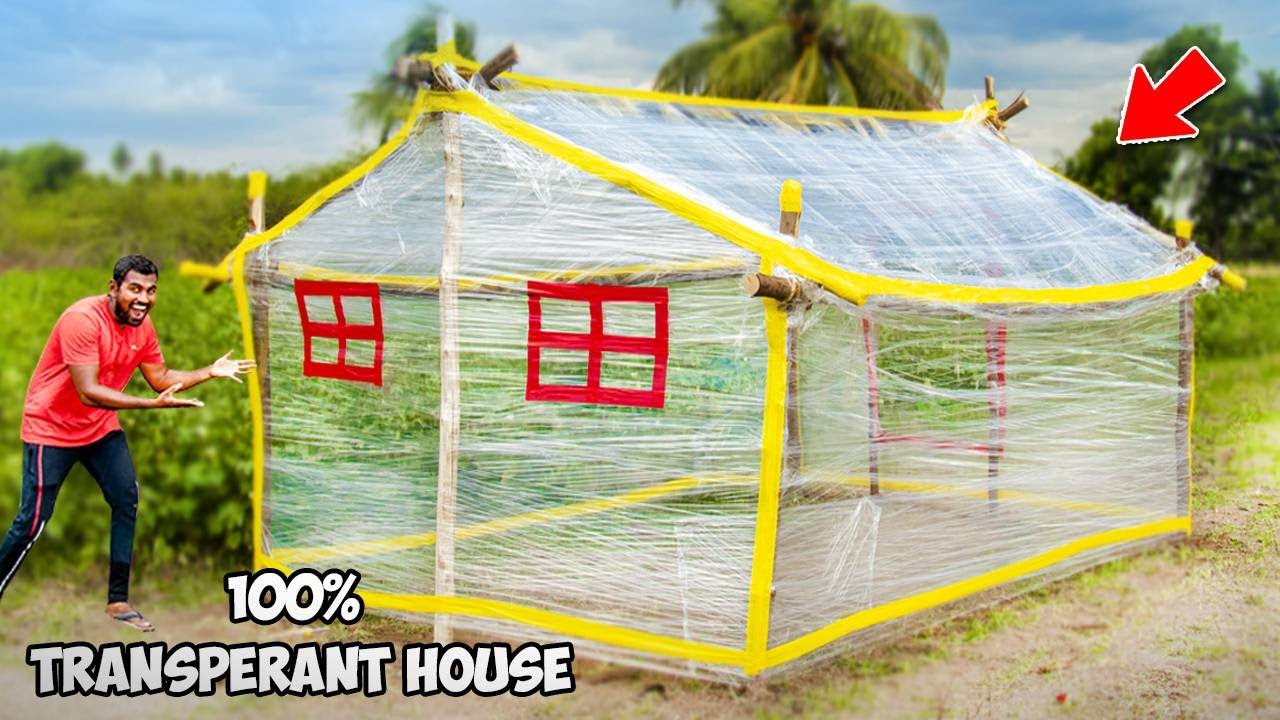 We Built 100 Transparent House, Only Using Plastic Wrap Mad Brothers