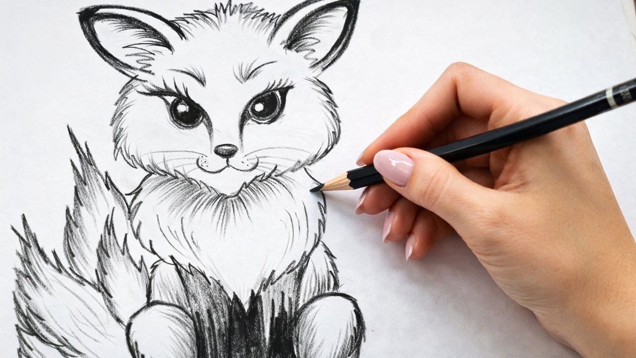 Cute Fox Drawing in 8 Minutes 🦊✨ | Clean Lineart + Easy Fur Texture