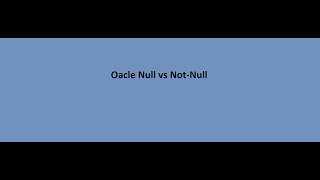 03 Oracle Null and Not Null